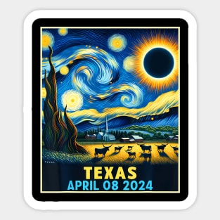 Texas Total Solar Eclipse 2024 Starry Night Sticker